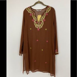 Tramp brown Sheer Tunic Beach Coverup Sz Lg NWT